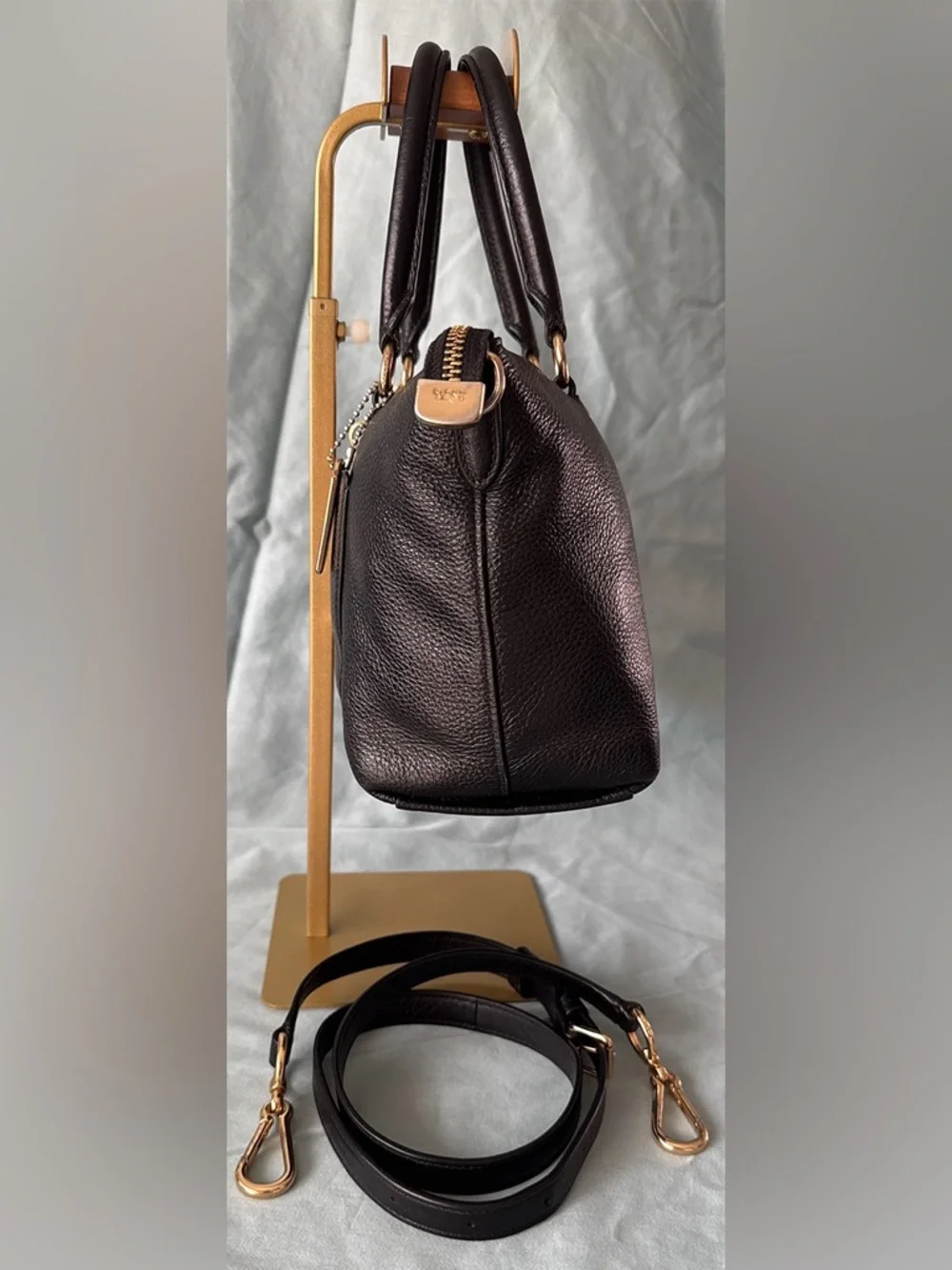 COACH Mini Emma Satchel (F31466) Pebbled Leather with Cherry Charm - Picture 3 of 13